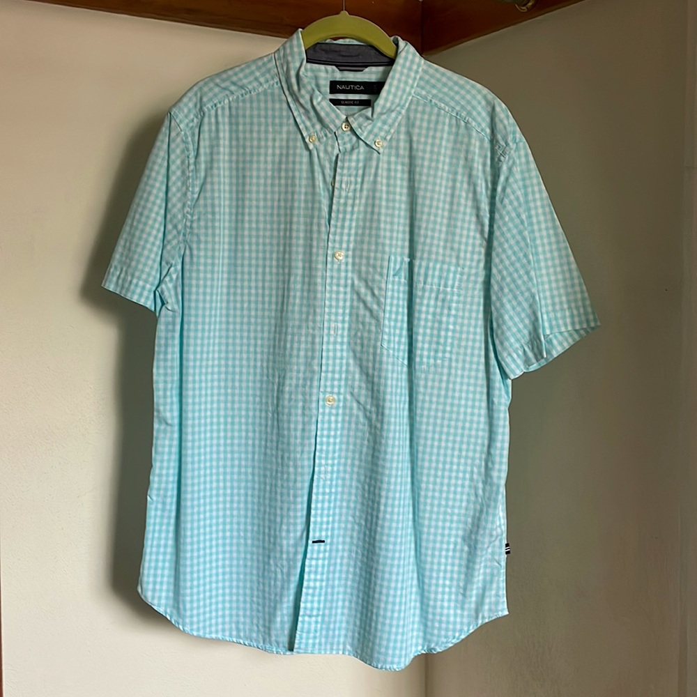 Nautica Classic Fit Short-Sleeve Button Down Shirt, Plaid - Size L